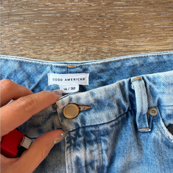 Good American THE WEEKENDER JEAN GGHNF235T Blue864 high rise loose leg sz 14/32 - Picture 2 of 11